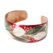 Load image into Gallery viewer, Calla Lilies Crimson Copper Bracelet
