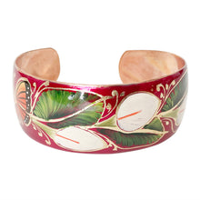 Load image into Gallery viewer, Calla Lilies Crimson Copper Bracelet