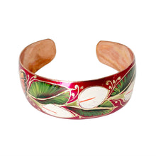 Load image into Gallery viewer, Calla Lilies Crimson Copper Bracelet