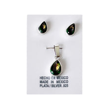 Load image into Gallery viewer, 925 Mexican Sterling Silver Drop-shaped Multi-shade Zirconia Pendant & Earrings