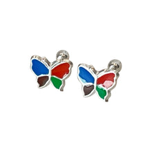 Load image into Gallery viewer, 925 Sterling Silver Multicolor Butterfly Earrings
