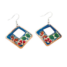 Load image into Gallery viewer, Mexican Open Rhombus Butterfly & Flower Copper Earrings