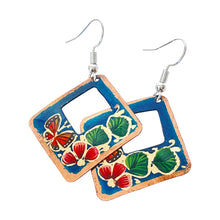 Load image into Gallery viewer, Mexican Open Rhombus Butterfly & Flower Copper Earrings