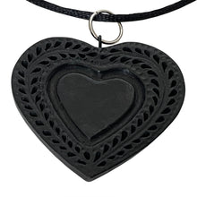 Load image into Gallery viewer, Oaxacan Black Clay hand-sculpted heart-shaped necklace