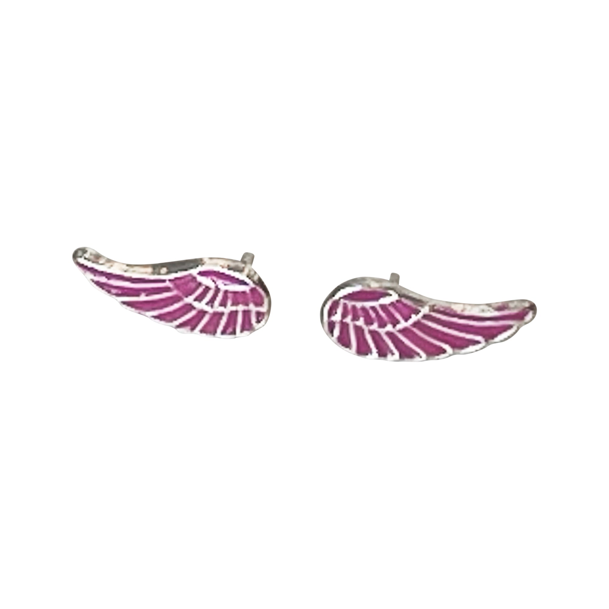 925 Sterling Silver Pink Angel Wings Stud Earrings – Joyavera