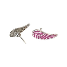 Load image into Gallery viewer, 925 Sterling Silver Pink Angel Wings Stud Earrings