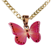 Load image into Gallery viewer, Pink Butterfly Copper Necklace Earring Set