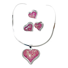 Load image into Gallery viewer, 925 Sterling Silver Pink Heart Pendant Jewelry Set