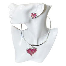 Load image into Gallery viewer, 925 Sterling Silver Pink Heart Pendant Jewelry Set