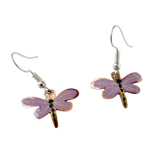 Load image into Gallery viewer, Purple Darner Copper Necklace & Hook Earring Set