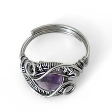 Load image into Gallery viewer, Wrapped Purple Oval Adjustable Amethyst Gemstone Ring