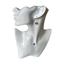 Load image into Gallery viewer, Purple Swarovski Crystal 925 Sterling Silver Necklace & Earring Set