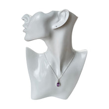 Load image into Gallery viewer, 925 Mexican Sterling Silver Drop-shaped Purple Zirconia Beveled Pendant