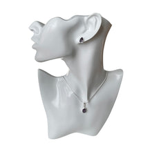 Load image into Gallery viewer, 925 Mexican Sterling Silver Drop-shaped Purple Zirconia Pendant & Earrings