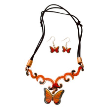 Load image into Gallery viewer, Red Butterfly Copper Necklace & Earring Set
