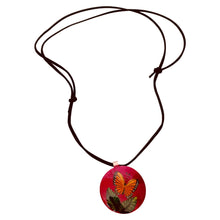 Load image into Gallery viewer, Red Butterfly & Leaf Copper Necklace & Earring Set