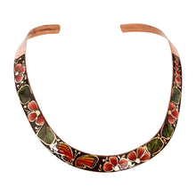 Load image into Gallery viewer, Mexican Red Floral & Butterfly Copper Choker