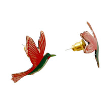 Load image into Gallery viewer, Red Flying Bird Copper Necklace Earring Set