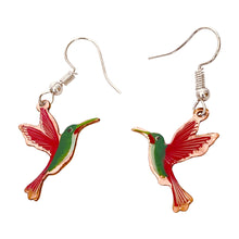 Load image into Gallery viewer, Red Green Flying Bird Copper Necklace & Earring Set
