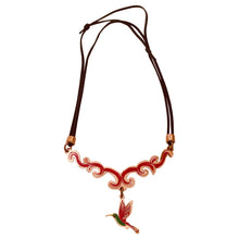 Load image into Gallery viewer, Red Green Flying Bird Copper Necklace & Earring Set
