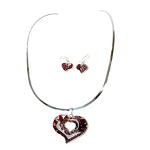 Load image into Gallery viewer, 925 Sterling Silver Red Heart Necklace & Earring Set