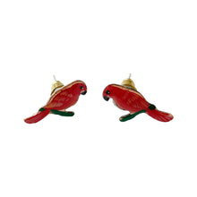 Load image into Gallery viewer, Red Parrot Copper Necklace & Stud Earring Set