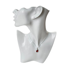 Load image into Gallery viewer, 925 Mexican Sterling Silver Drop-shaped Red Zirconia Beveled Pendant