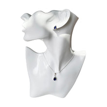 Load image into Gallery viewer, 925 Mexican Sterling Silver Drop-shaped Royal Blue Zirconia Pendant & Earrings