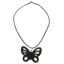 Load image into Gallery viewer, Oaxacan Black Clay hand-sculpted butterfly-shaped necklace