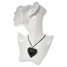 Load image into Gallery viewer, Oaxacan Black Clay hand-sculpted heart-shaped necklace with hollow heart