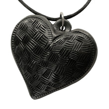 Load image into Gallery viewer, Oaxacan Black Clay hand-sculpted heart-shaped necklace with hollow heart