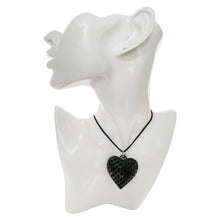 Load image into Gallery viewer, Oaxacan Black Clay hand-sculpted heart-shaped necklace with rain drop details