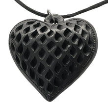 Load image into Gallery viewer, Oaxacan Black Clay hand-sculpted heart-shaped necklace with rain drop details