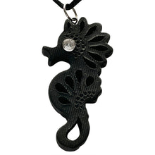 Load image into Gallery viewer, Oaxacan Black Clay hand-sculpted seahorse-shaped necklace