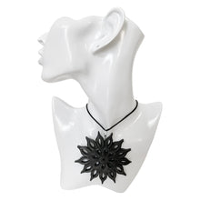 Load image into Gallery viewer, Oaxacan Black Clay hand-sculpted sunflower-shaped necklace