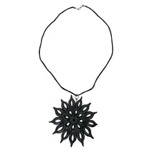 Load image into Gallery viewer, Oaxacan Black Clay hand-sculpted sunflower-shaped necklace
