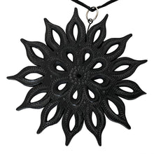 Load image into Gallery viewer, Oaxacan Black Clay hand-sculpted sunflower-shaped necklace