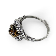 Load image into Gallery viewer, Wrapped Soft Adjustable Amber Carved Rose Shape Gemstone Ring