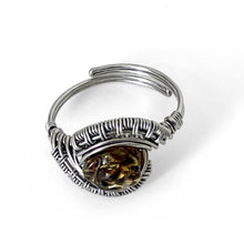 Load image into Gallery viewer, Wrapped Soft Adjustable Amber Carved Rose Shape Gemstone Ring