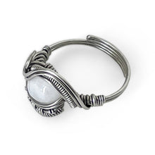 Load image into Gallery viewer, Wrapped Soft Adjustable Moonstone (white labradorite) Gemstone Ring