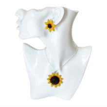 Load image into Gallery viewer, 925 Mexican Sterling Silver Fine Crystal Sunflower Necklace & Earring Set