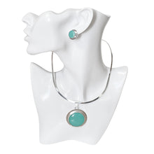 Load image into Gallery viewer, 925 Sterling Silver Turquoise Round Pendant Jewelry Set