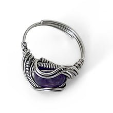 Load image into Gallery viewer, Wrapped Violet Adjustable Amethyst Gemstone Ring