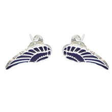 Load image into Gallery viewer, 925 Mexican Sterling Silver Blue Wing-Shaped Stud Earrings