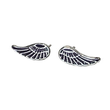 Load image into Gallery viewer, 925 Sterling Silver Black Angel Wings Stud Earrings
