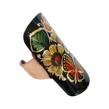 Load image into Gallery viewer, Mexican Black Floral &amp; Butterfly Pattern Copper Ring
