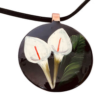 Load image into Gallery viewer, Black Flower &amp; Leaf Copper Necklace &amp; Earring Set
