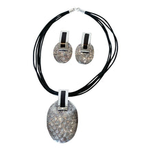 Load image into Gallery viewer, 925 Sterling Silver Coated Black Long Oval Necklace &amp; Earring Set
