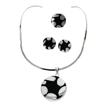 Load image into Gallery viewer, 925 Sterling Silver Black Round Pendant Jewelry Set
