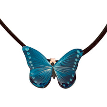 Load image into Gallery viewer, Blue Butterfly Copper Necklace &amp; Earring Set
